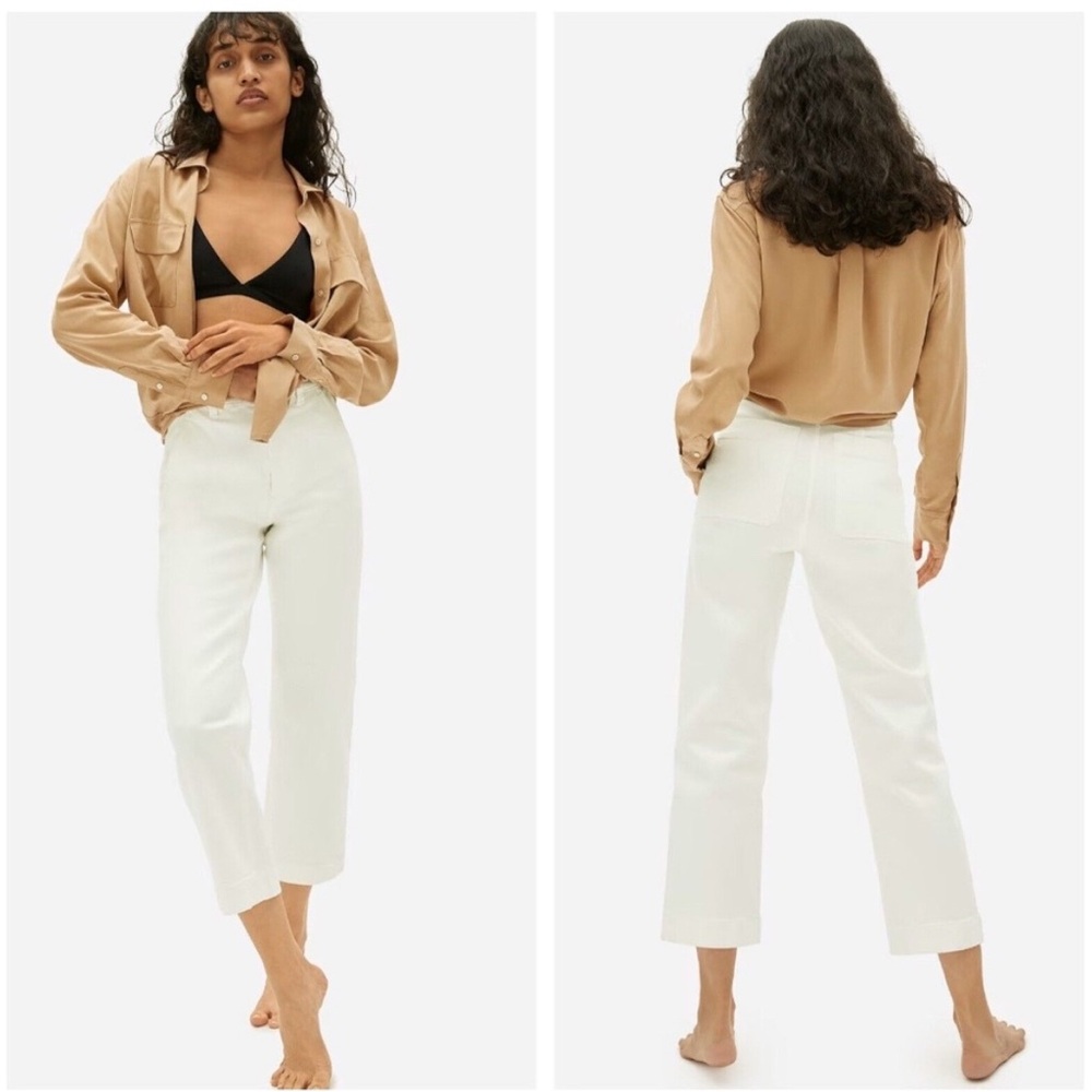 Everlane straight leg crop pants ivory/cream